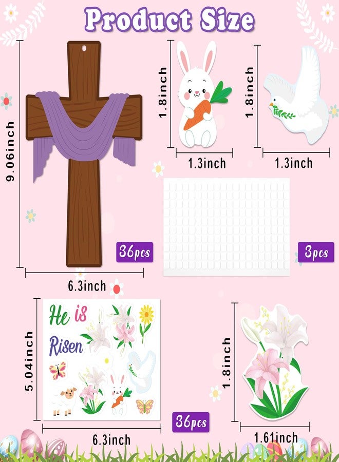 80UncleKimby 36PCS Easter Crafts for Kids He is Risen Make Your Own Jesus Resurrection Cross Hanging Decorations Classroom Activity Church Party Decor Gifts（Purple） - Image 3